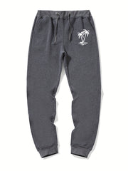 Palm Tree Pattern Casual Stretch Joggers Men's Sweatpants
