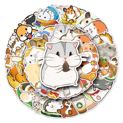 50pcs Cartoon Hamster Animal Stickers Waterproof for Laptop Car Refrigerator