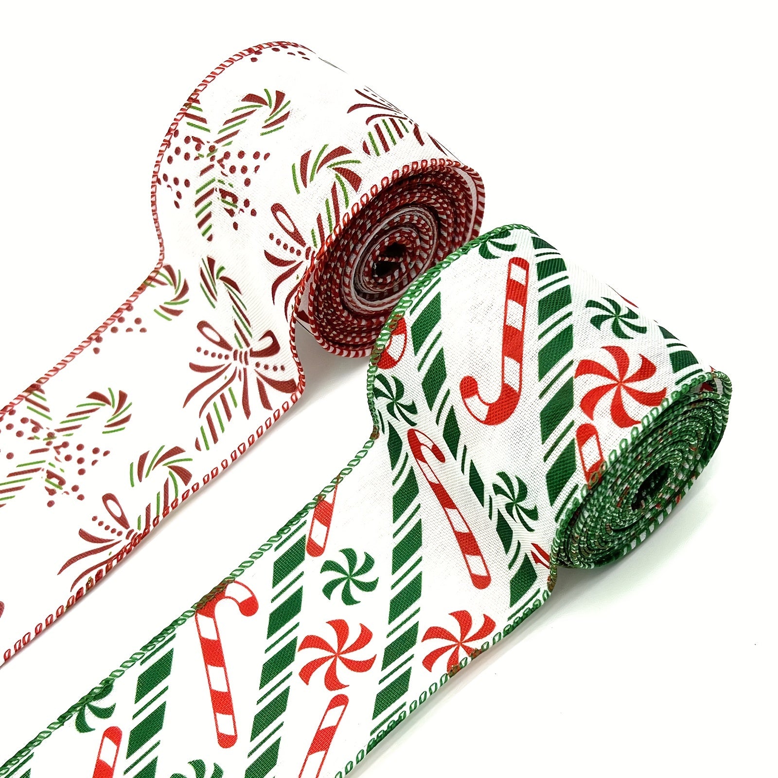 Christmas Candy Peppermint Wired Edge Ribbon Burlap Ribbon DIY Craft