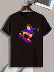 Skateboarding Print Men's Graphic T-shirt for Summer