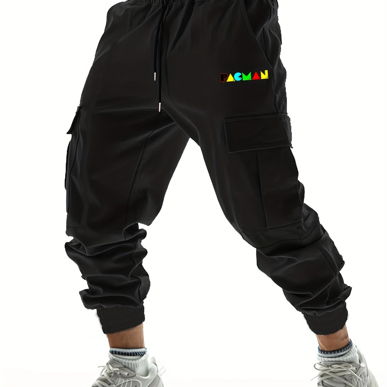 Geometric Pattern Drawstring Cargo Pants Men s Joggers