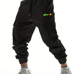 Geometric Pattern Drawstring Cargo Pants Men s Joggers