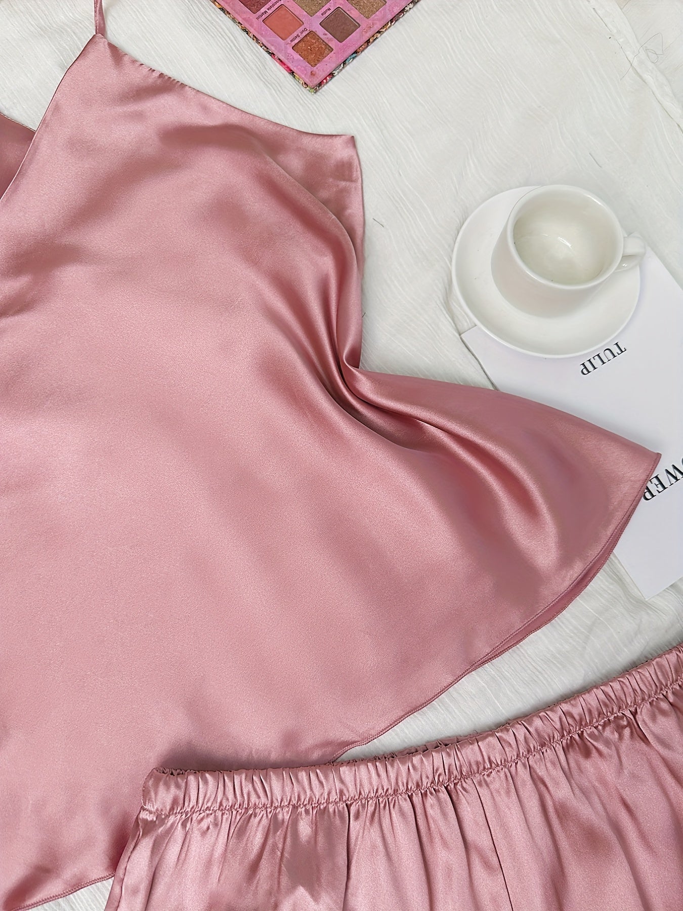 Women's Plus Satin V Neck Pajama Set