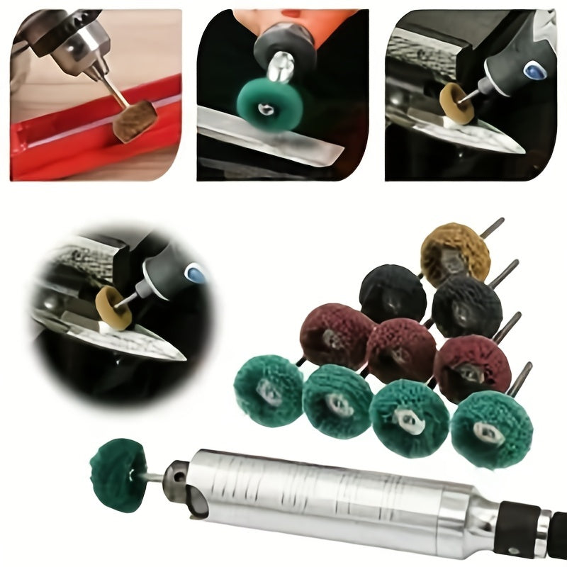 Mini Drill Bit Nylon Abrasive Brush Wire Buffing Polishing Wheel Set