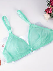 2pcs Mesh Unlined Bras Sheer Wireless Bra Women's Lingerie