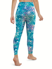 Fish Scale Print Stretchy Leggings Casual Skinny Leggings Women's Clothing