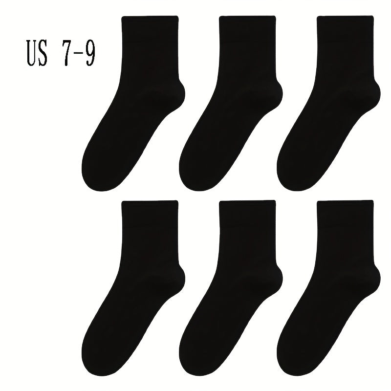 5 Pairs Men's Solid Crew Socks Breathable Cotton Casual Outdoor Wearing