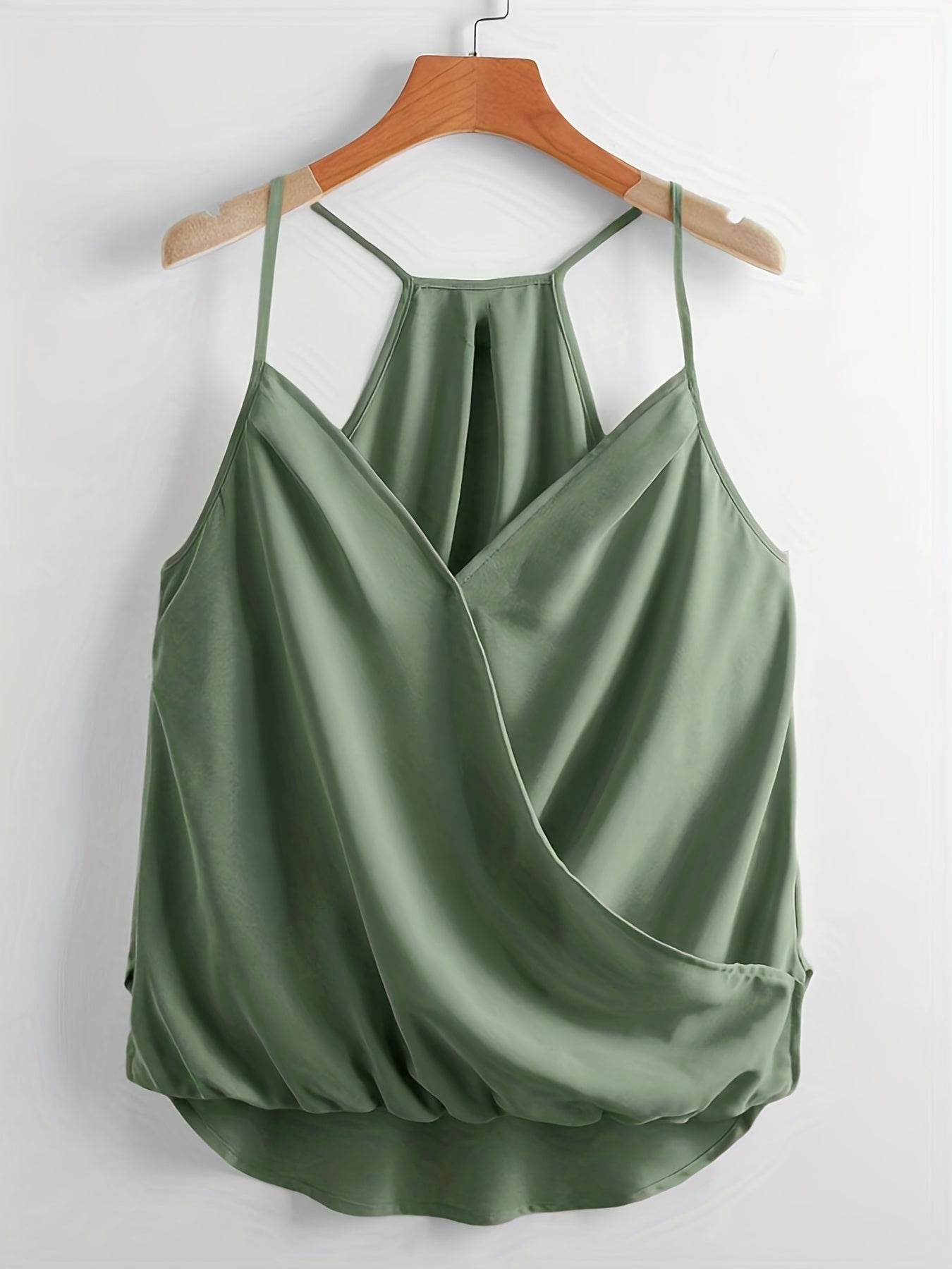V Neck Wrap Cami Top Solid Spaghetti Strap Sexy Top