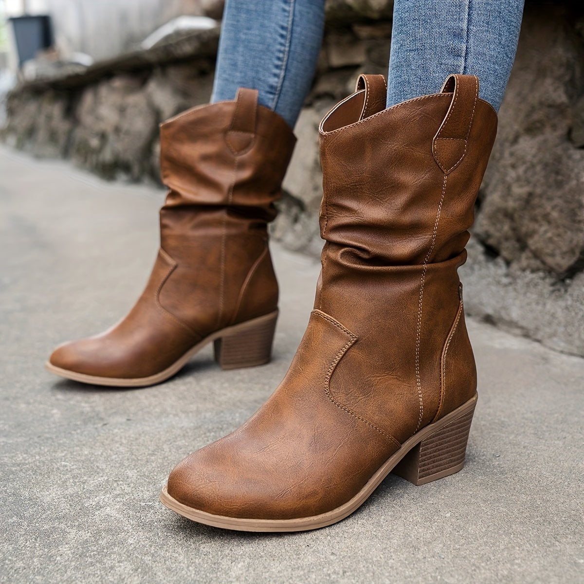 Women's Chunky Heel Western Cowboy Boots