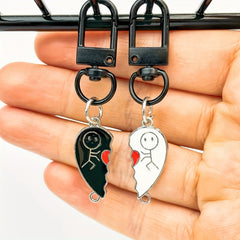 2pcs Heart Keychain Set for Bags Purses Car Keys