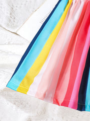 Toddler Girls Striped Block Elastic Waist Casual Skirt Kids Summer Clothes