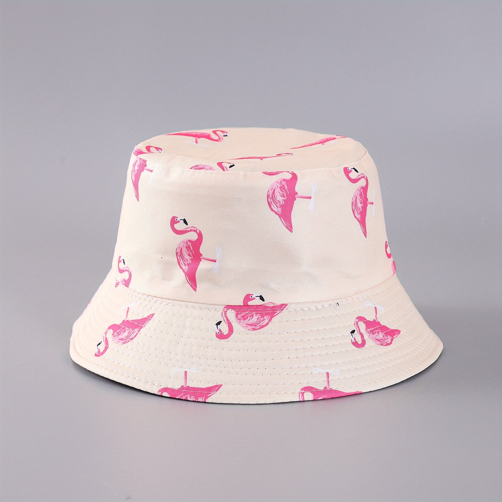 Flamingo Print Reversible Bucket Hat Lightweight Unisex Fisherman Cap