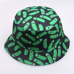 Unisex Cucumber Print Reversible Sunshade Bucket Hat for Travel