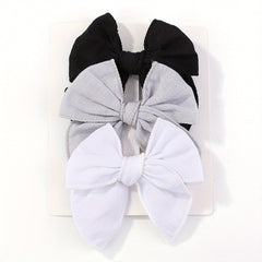 3pcs Plain Bow Hair Clips Set for Baby Girls