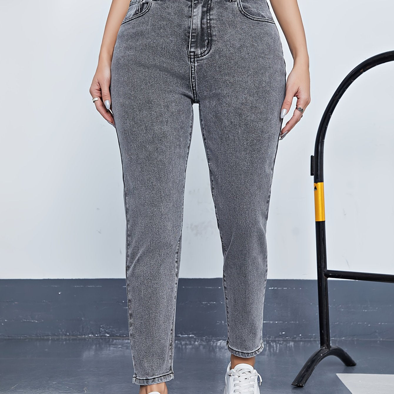 High Rise Tapered Leg Jeans