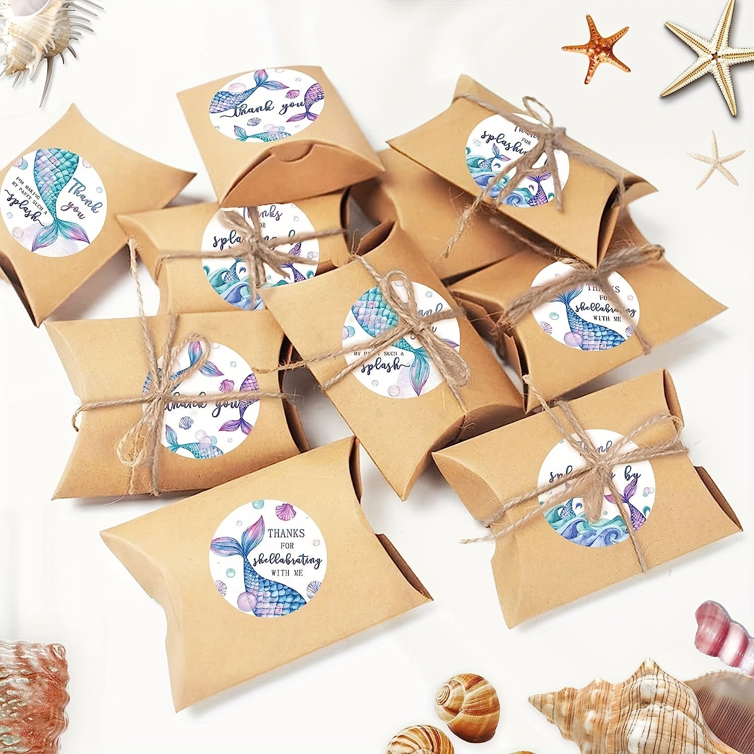 100pcs Mermaid Birthday Party Stickers Undersea Decoration Gift Thank you