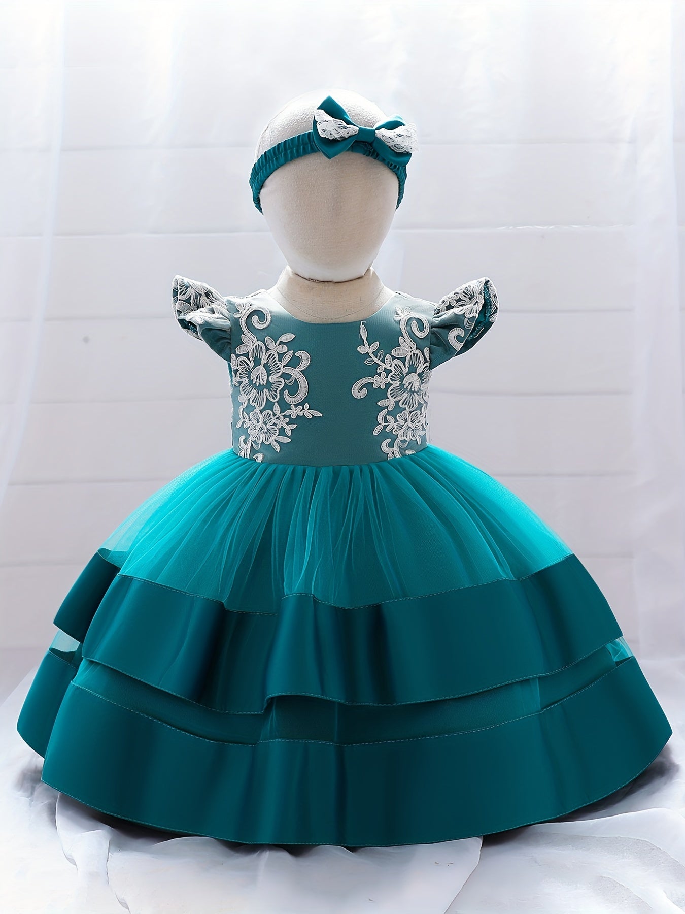 1st Birthday Party Dress Baby Girl with Headband Princess Dress