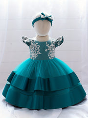 1st Birthday Party Dress Baby Girl with Headband Princess Dress