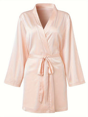 Solid Long Sleeve Cooling Fabric Robe with Belt