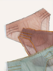 3 Pack Plus Size Panties Set Women's Plus Contrast Ruffle Trim