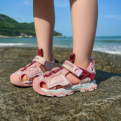 Girls Mesh Breathable Closed Toe Sandals Lightweight Anti-skid Sandals