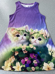 Adorable Kitten Sleeveless Dress - Perfect Birthday Gift For Girls