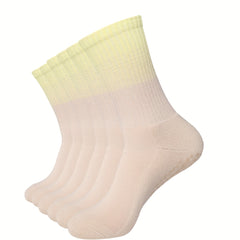 6 Pairs Women's Non Slip Yoga Pilates Socks Breathable Medium Tube