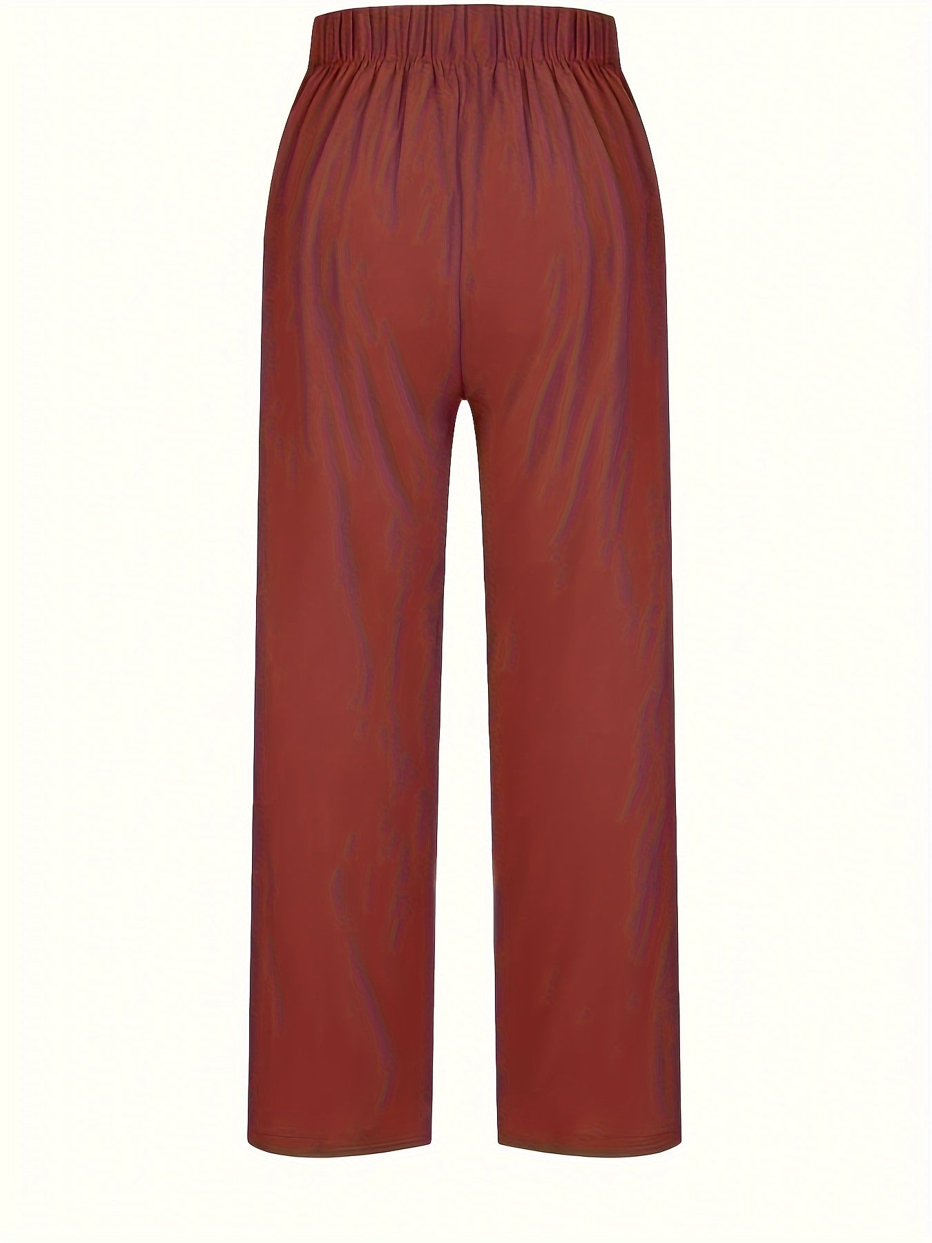 Women's Casual Wide Leg Trousers Elastic High Rise Loose Fit Pants