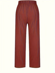 Women's Casual Wide Leg Trousers Elastic High Rise Loose Fit Pants