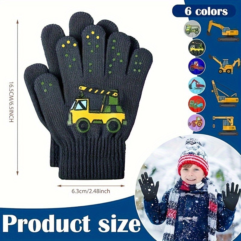 6 Pairs Kids Knitted Gloves Winter Warm Boys Girls