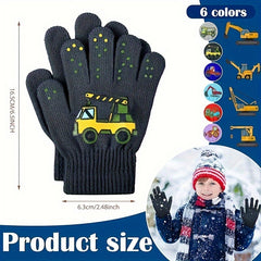 6 Pairs Kids Knitted Gloves Winter Warm Boys Girls