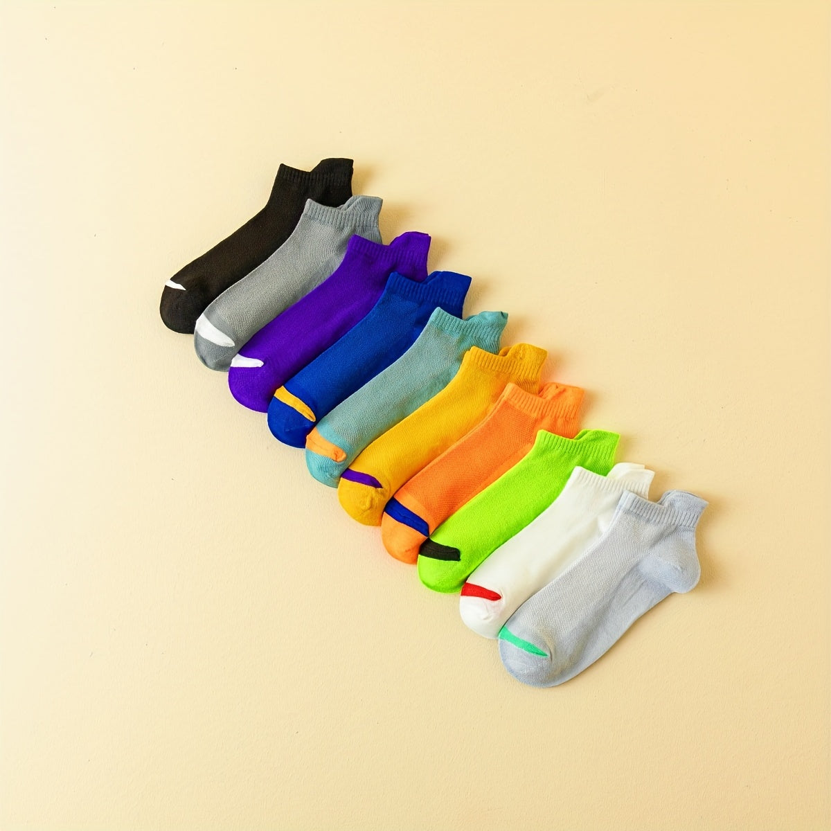 10 Pairs Solid Ankle Socks Women's Low Cut Casual Stockings