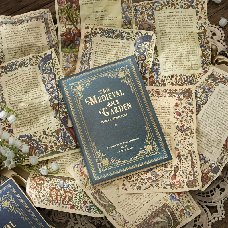 50PCS Medieval Garden DIY Decorative Paper for Collage & Art Projects