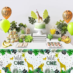 Wild One Jungle Animals Disposable Tablecloth Party Decoration