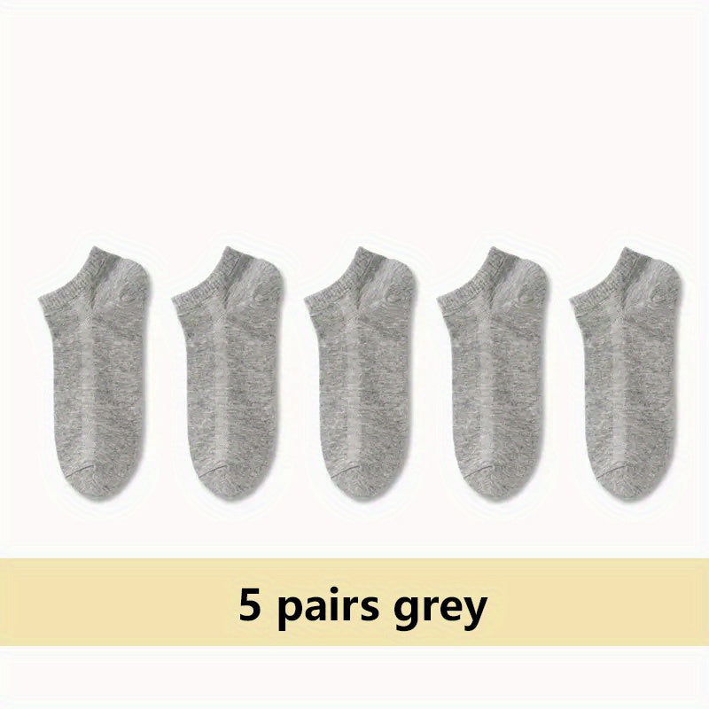 5 Pairs Soft & Lightweight Solid Ankle Socks Women's Stockings & Hosiery