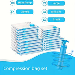 5pcs Vacuum Storage Bag for Down Jacket Quilted Travel Clothing Organizer