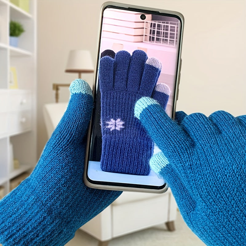 Kids' Plush Winter Split-finger Gloves, Mobile-friendly