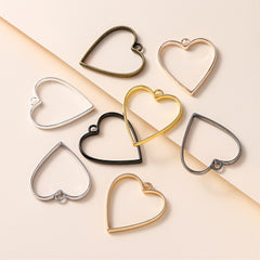 10pcs Alloy Triangle Heart Geometric Frame Pendant Charm for DIY Jewelry Making
