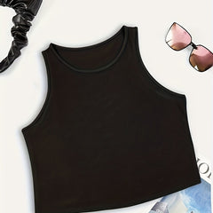 Solid Round Neck Tank Top