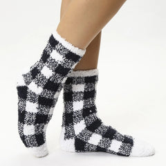 Women's Plaid Slipper Socks Fuzzy Cozy Warm Christmas Stocking