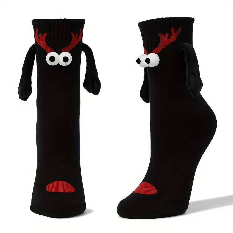 Christmas Hand In Hand Socks - 1 Pair, 4 Pairs, Magnetic, Big Eye Socks