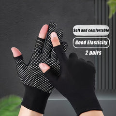 Durable Fingerless Fishing Gloves - 2 Pairs