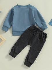 Baby Boys Long Sleeve Sweatshirt Pants Set MAMA IS MY BESTIE Print