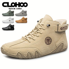 Men's PU Leather Lace-up Sneakers Short Boots