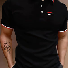 Red Line Print Men's Round Neck Tee Short Sleeve Comfy T Shirt