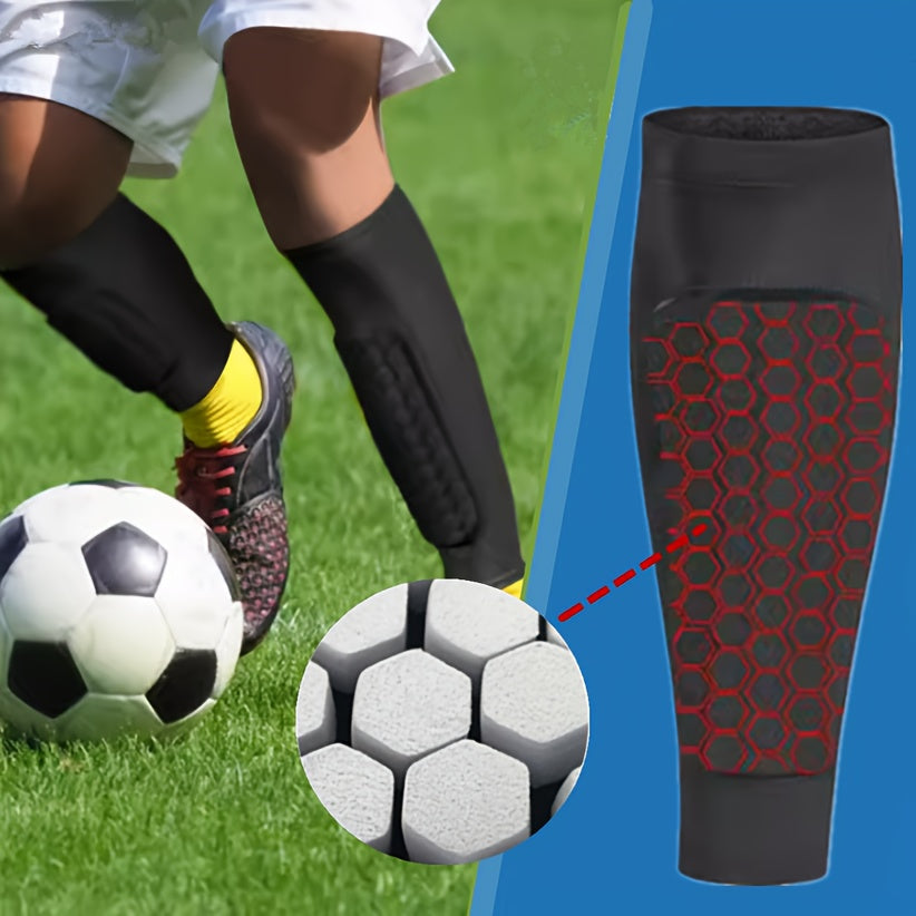 Lightweight Soccer Shin Guards with Honeycomb Compression Calf Sleeve
