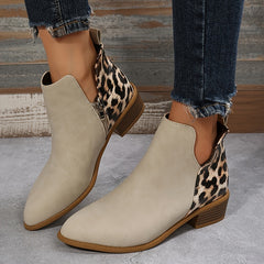 Chunky Heeled Ankle Boots V Cut Zipper Chelsea Boots Women's