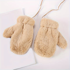 Kids' Winter Gloves w/ Hanging Rope, Thickened, Autumn & Winter