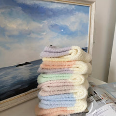 5 Pairs Colorblock Fuzzy Socks - Warm Home Floor Socks Women's Stockings