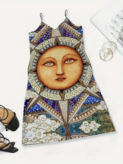Graphic Print V Neck Maxi Cami Dress